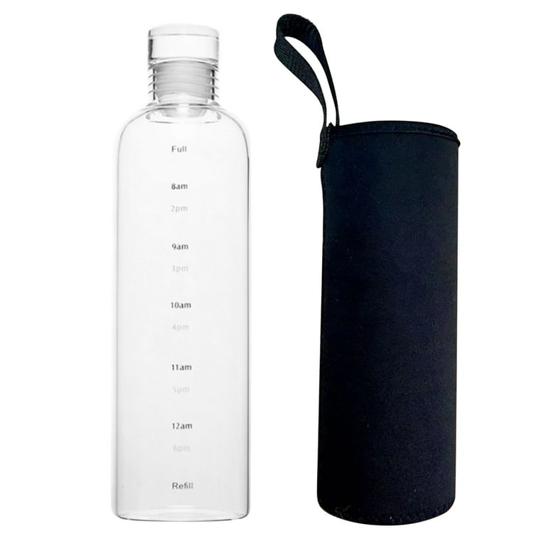 GEO 24oz Glass Reusable Drinking Water Bottle Silicone Sleeve