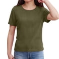 thumbnail image 4 of YunPes Girls Short Sleeve Shirts Ribbed Knit Soft Slim Fit T Shirts Basic Boat Neck Tops Casual Summer Tees Teen Cute Crew Neck Top, 4 of 6