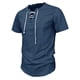 thumbnail image 5 of Camiseta de denim con cuello en V para hombre: camiseta de manga corta con flecos, diseño moderno, versátil para el trabajo o las vacaciones, tallas disponibles de la S a la XXXL, 5 of 8