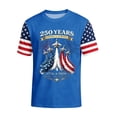 thumbnail image 2 of Men's US 250th Anniversary T-Shirt with Jet Smoke Flag and America Strong Text Featuring Star Spangled Sleeves Blue S, 2 of 6