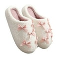 thumbnail image 4 of CHUMUD Women's Plush Cute Ribbon Bow Slippers Fuzzy Memory Foam Indoor House Shoes with Nonslip Sole, 4 of 9
