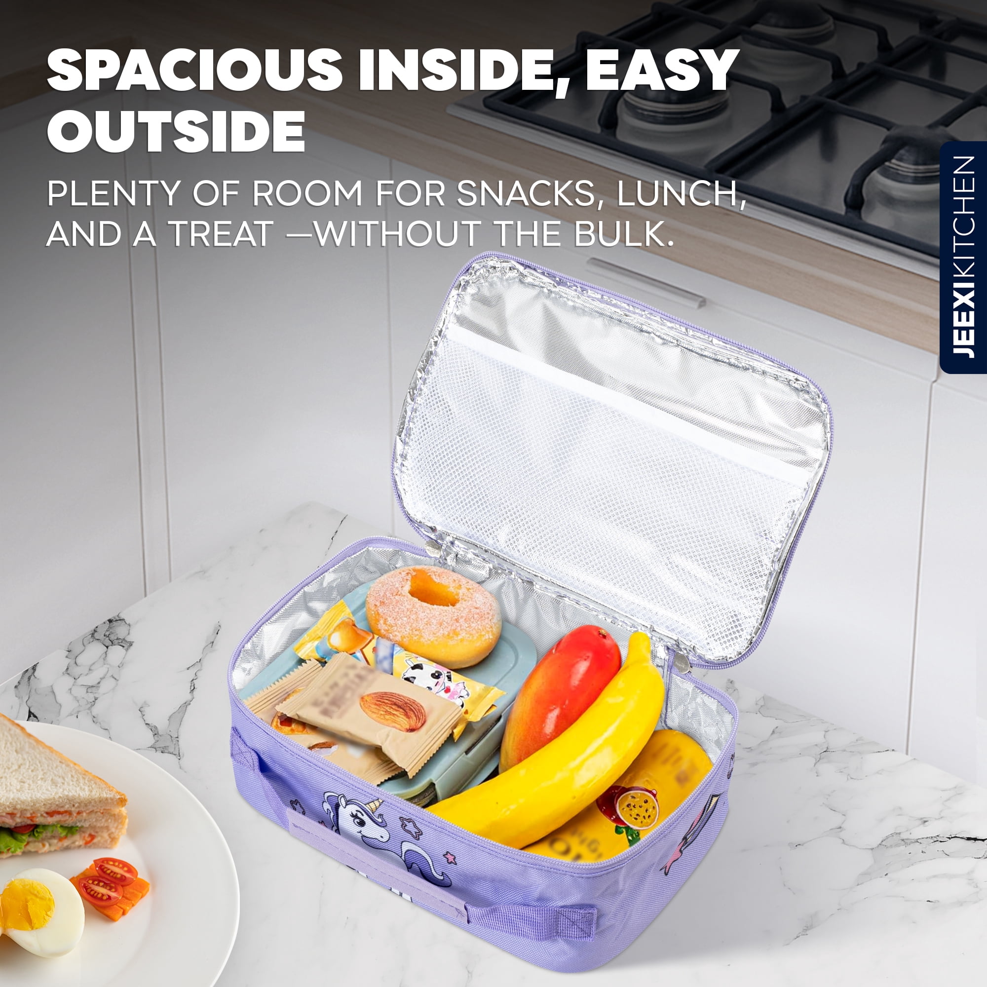 JEEXI, Kids Lunch Box, 7.6'' x 10.6'' x 4.1'', Purple - Walmart.com