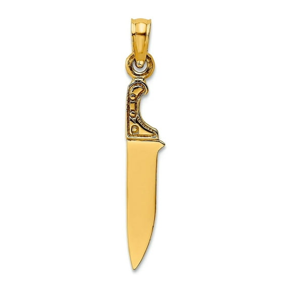 14k Gold 3-d Butcher Knife High Polish Charm 20x4.25mm Wide 1mm Thick Pendant Necklace for Women