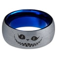 thumbnail image 2 of Tungsten Alice in Wonderland Cheshire Cat Band Ring 8mm Men Women Comfort Fit Blue Dome Brushed Gray Polished, 2 of 4