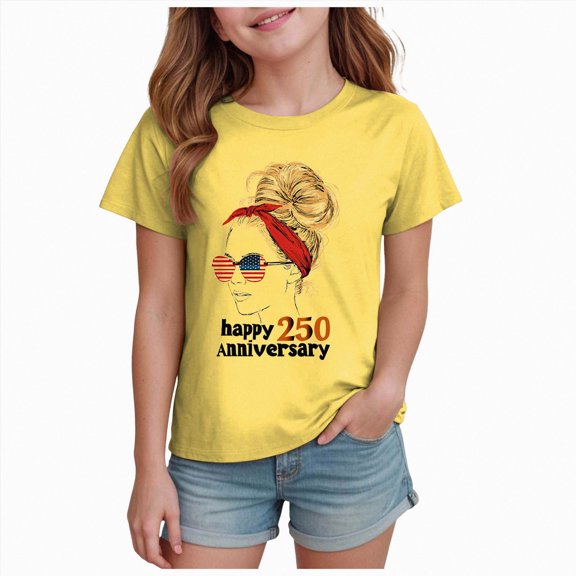 felwors American Star Flag Girls 4th of July Shirt USA Patriotic Kids Sequin T-Shirt