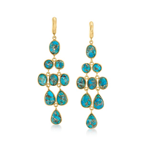 Ross Simons Turquoise Chandelier Earrings In 18kt Gold Over Sterling Com Ross Simons Turquoise Chandelier, Chandelier Style Turquoise Earrings