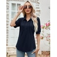 thumbnail image 4 of ZHENWEI Women's V Neck Short Sleeve Polo Shirts Button Down Collared Tops Loose Casual Tunic Blouses, 4 of 7