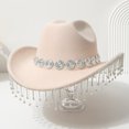 thumbnail image 3 of vlrwzc Rhinestone Fringe Western Cowboy Hat, Sparkling Cowgirl Hat for Festivals and Concerts, 3 of 7