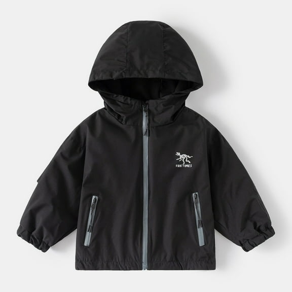 CPNG Toddler Cotton Lined Coat WindbreakerCute Dinosaur Hooded Jackets Zip up Thin Lightweight Raincoat Outwear Kids Baby Windproof Waterproof Coats with Pockets