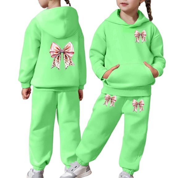 SGMVNU 2 Piece Sets for Boys Girls Sweatsuit Size 6 Long Sleeve Hoodie and Baggy Joggers Casual Outfit Set Lounge Set, for 6-7 Years, Green