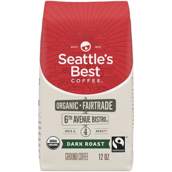 2X - Seattle's Best Coffee 6th Avenue Bistro Fair Trade Organic Dark Roast Ground Coffee -12oz Bag