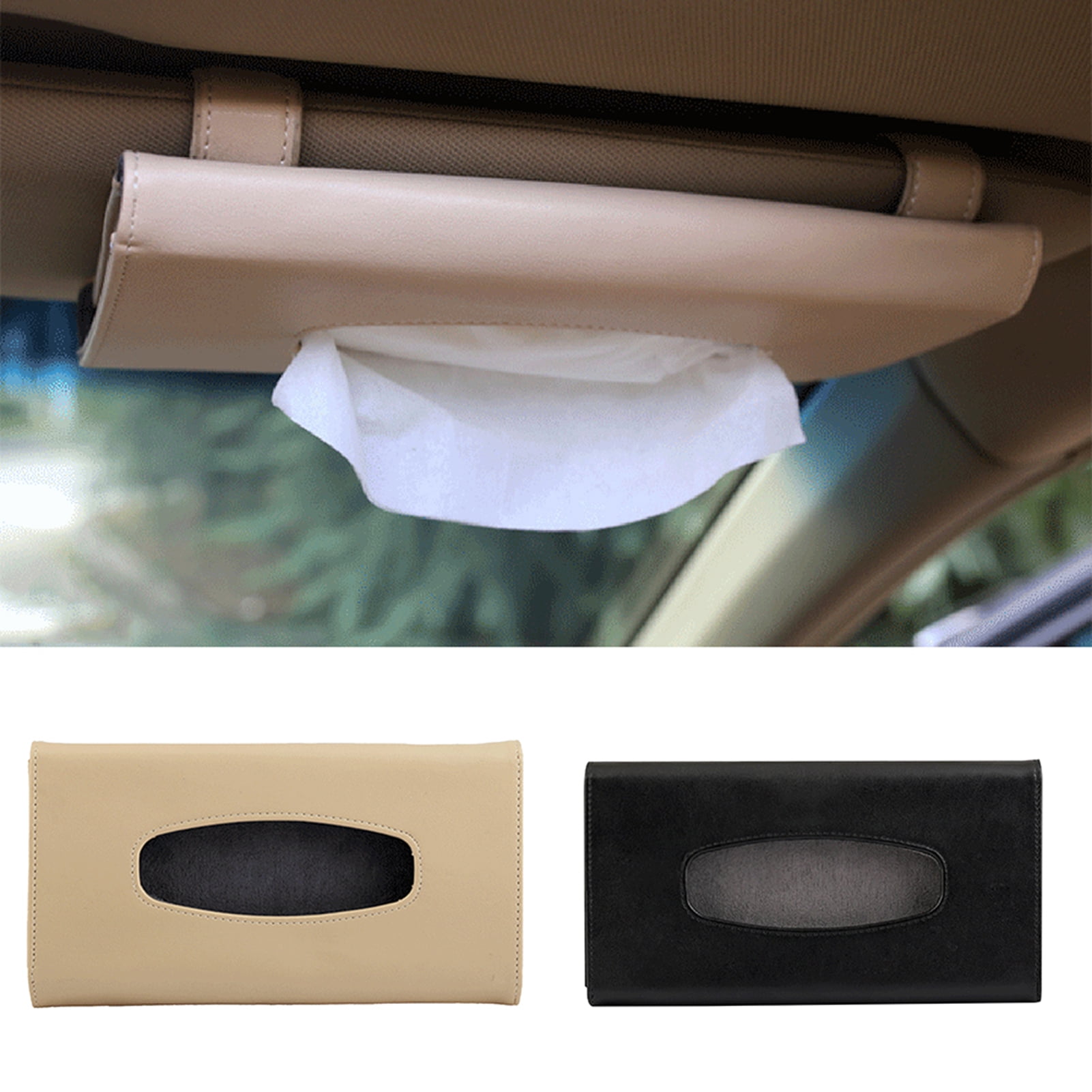 PU Leather Car Tissue Box Towel Napkin Papers Container Holder Universal Auto 