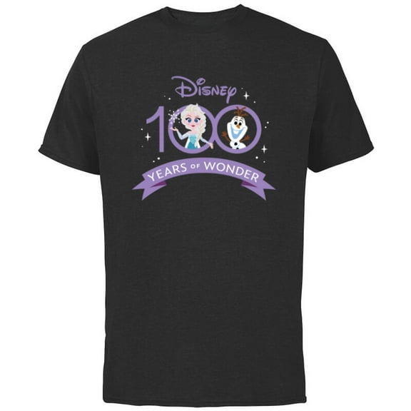 Disney 100 Anniversary Frozen Elsa and Olaf Wonder D100 - Short Sleeve Cotton T-Shirt for Adults - Customized-Black
