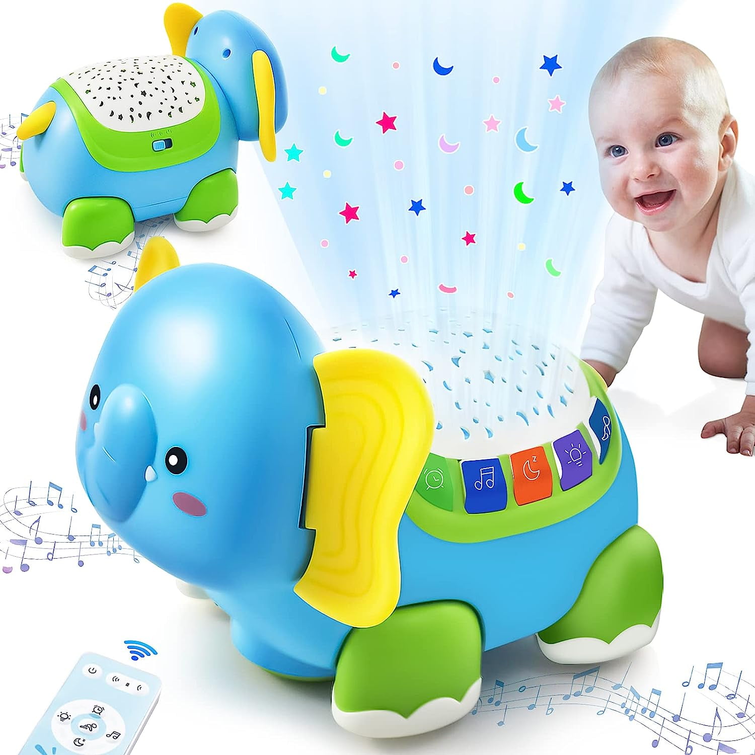 Baby Toys Musical Elephant Crawling Baby Toys with Light & Music ...