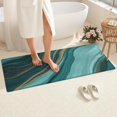 thumbnail image 4 of Teal Gold Marble Wave Pattern Bathroom Rugs Mat,Non Slip Microfiber Bathroom Rug,Rubber Backing,Soft Bathroom Mats for Bathroom Floor,Tub and Shower,60x24in(150x60cm), 4 of 5