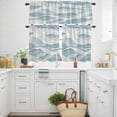 thumbnail image 2 of Abstract Gradient Water Ripple Curtain Tier and Valance Set 3 Piece, Ocean Sea Wave Light Blue White 3-inch Rod Pocket Window Tier Curtains Valance for Kitchen Living Room, 2 of 9
