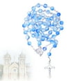 thumbnail image 2 of EUBUY Unisex Cross Bead Necklace Stone Beads Prayer Beads Necklace for The First Eucharist Baptism Religious Prayer Purple, 2 of 2