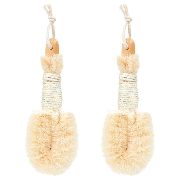 2 cepillos de baño de fibra de sisal natural, cepillos exfoliantes, cepillo de baño, cepillo exfoliante para lavado corporal para una exfoliación efectiva