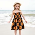 thumbnail image 2 of Robe Bébé Fille Été Imprimé Floral Robe à Bretelles Légère Décontractée avec Attaches Réglables pour Plage Robe Enfant Fille Orange 4 Ans-5 Ans, 2 of 4
