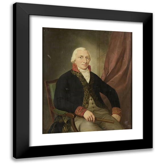 Adriaan de Lelie 12x14 Black Modern Framed Museum Art Print Titled - Portrait of Albertus Henricus Wiese, Governor-General of the Dutch East Indies (1805 - 1810)