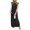 Black, variant on 2025 Women Summer Round Neck Casual Loose Split Wrinkle-Free Long Maxi Beach Dress with Pockets