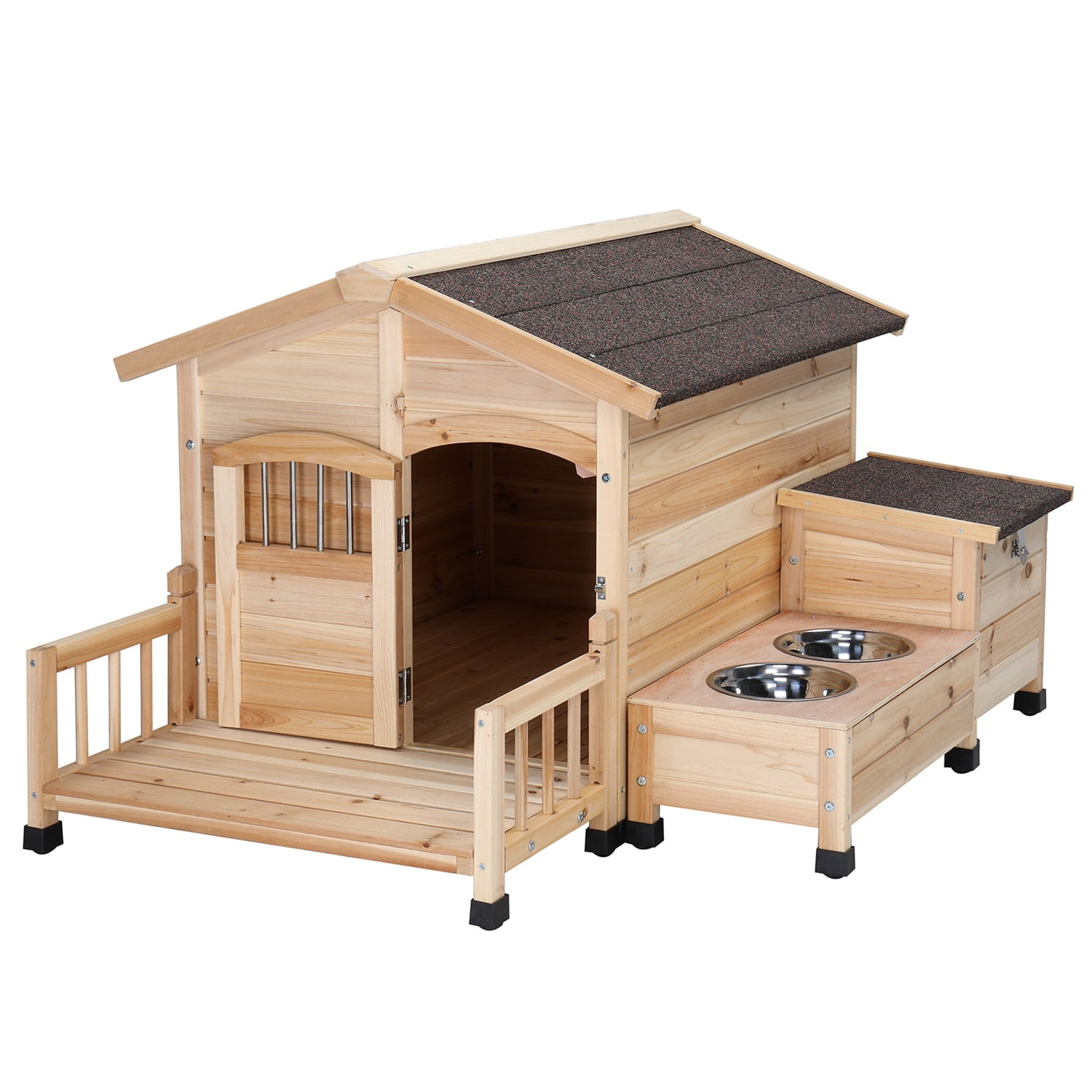 Pefilos 66" Large Wood Dog House with Porch for Small/Medium Dogs, Pet Shelter Pet Bunny House Outdoor Cat House, Gray Pefilos 66" Large Wood Dog House with Porch for Small/Medium Dogs, Pet Shelter Pet Bunny House Outdoor Cat House, Gray