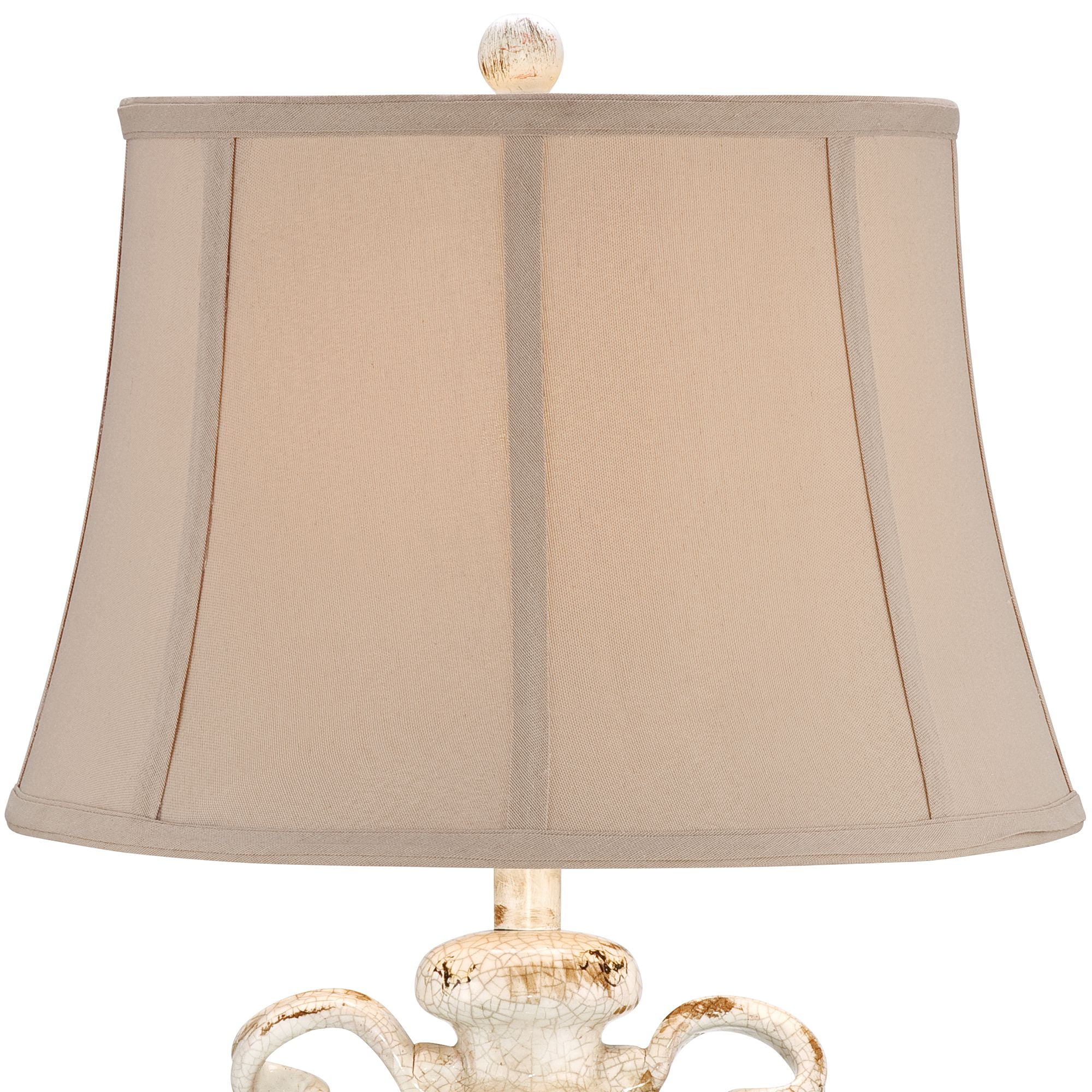 Regency Hill Rustic Country Cottage Table Lamps 29" Tall Set of 2 Crackled Ivory Glaze Ceramic Beige Bell Shade for Bedroom Living Room House Bedside