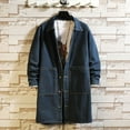 thumbnail image 2 of Fozruso Mens Winter And Autumn Loose Casual Denim Trench Coat Long Coat, 2 of 8