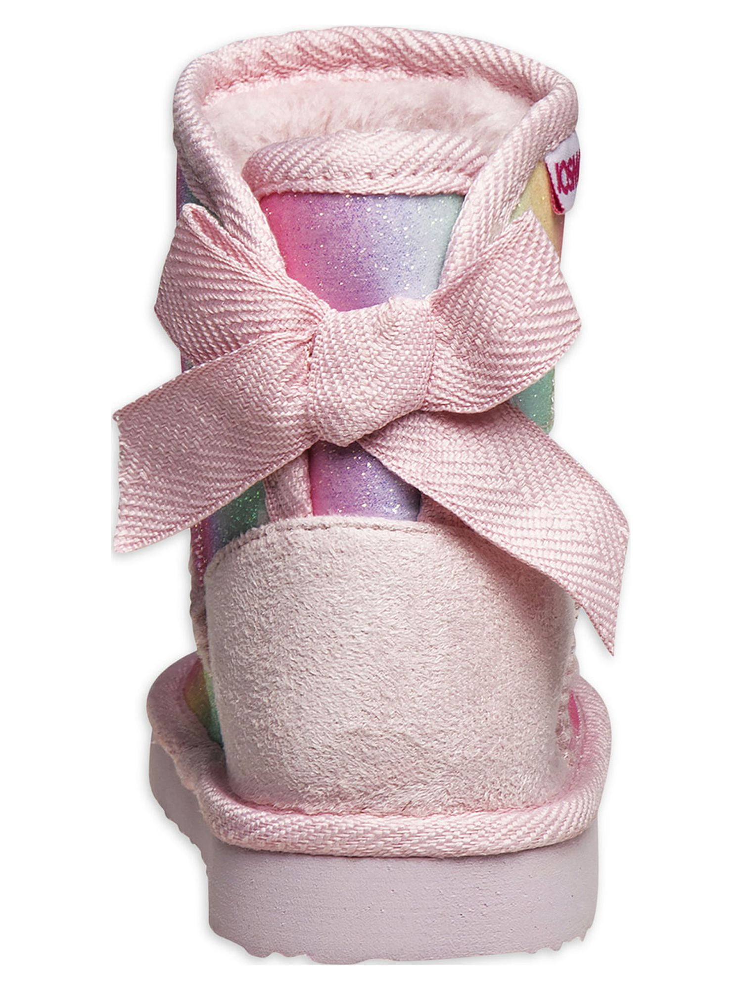 Josmo Faux Fur Tie Dye Rainbow Glitter & Bows Shearling Boots (Toddler Girls)