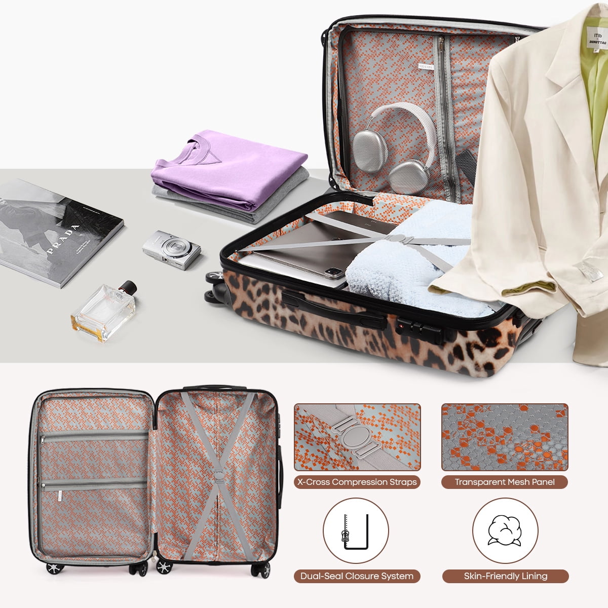 20 Inch Carry On Luggage Airline Approved Expandable Suitcase with Spinner Wheels & TSA Lock Lightweight Durable PC Hardshell Rolling Suitcase,0028#18