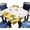 Yellow1, variant on Sunflower Square Fitted Tablecloth with Elastic Edge Wood Texture Card Table Cover Waterproof Outdoor Table Cloth for Patio Kitchen Party Decor Fits for 34" x 34" Square Table