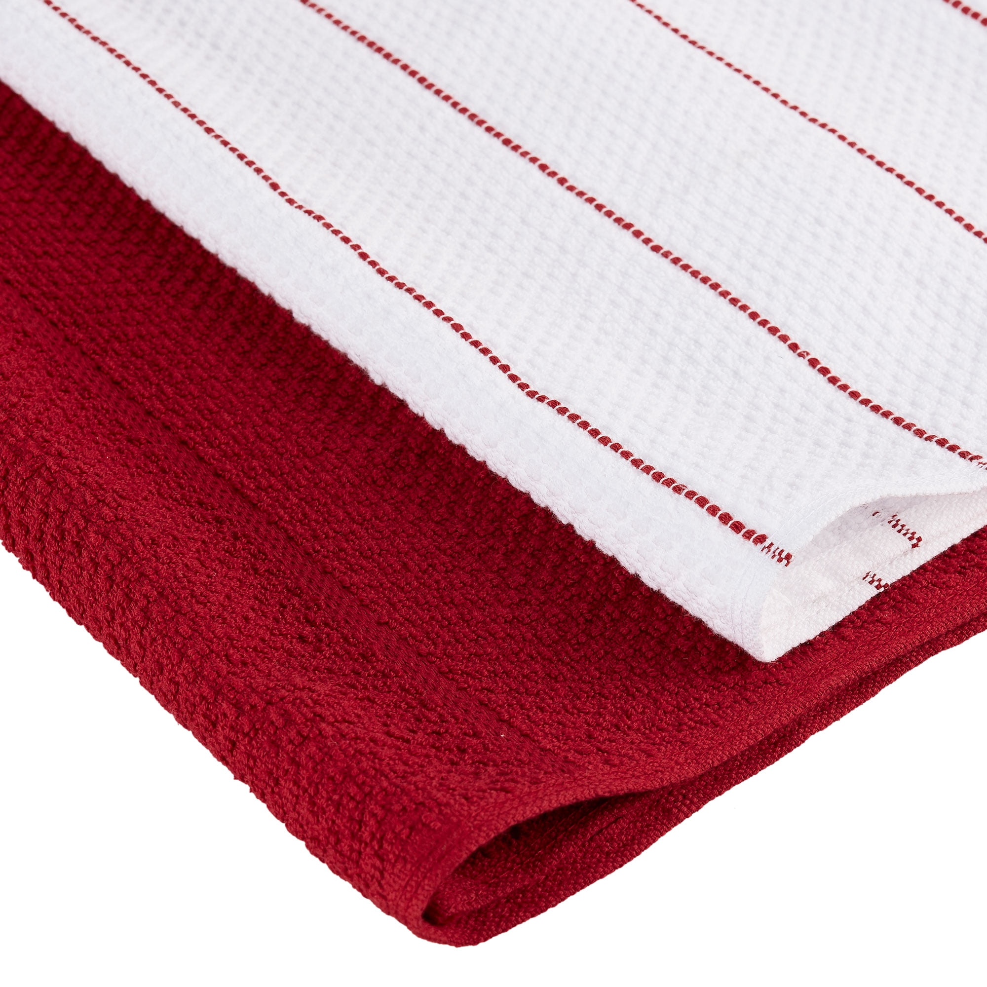 Mainstays 4-Pack 12”x12” Woven Kitchen Dish Cloth Set, Red Sedona