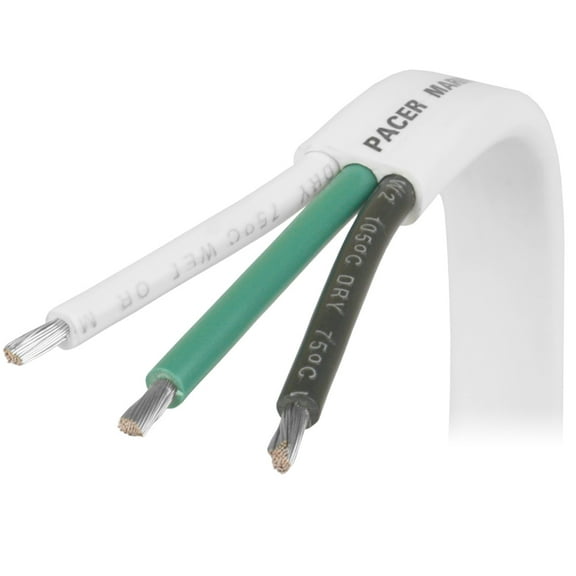 Pacer 14/3 AWG Triplex Cable - Black/Green/White - 100' | Bundle of 2