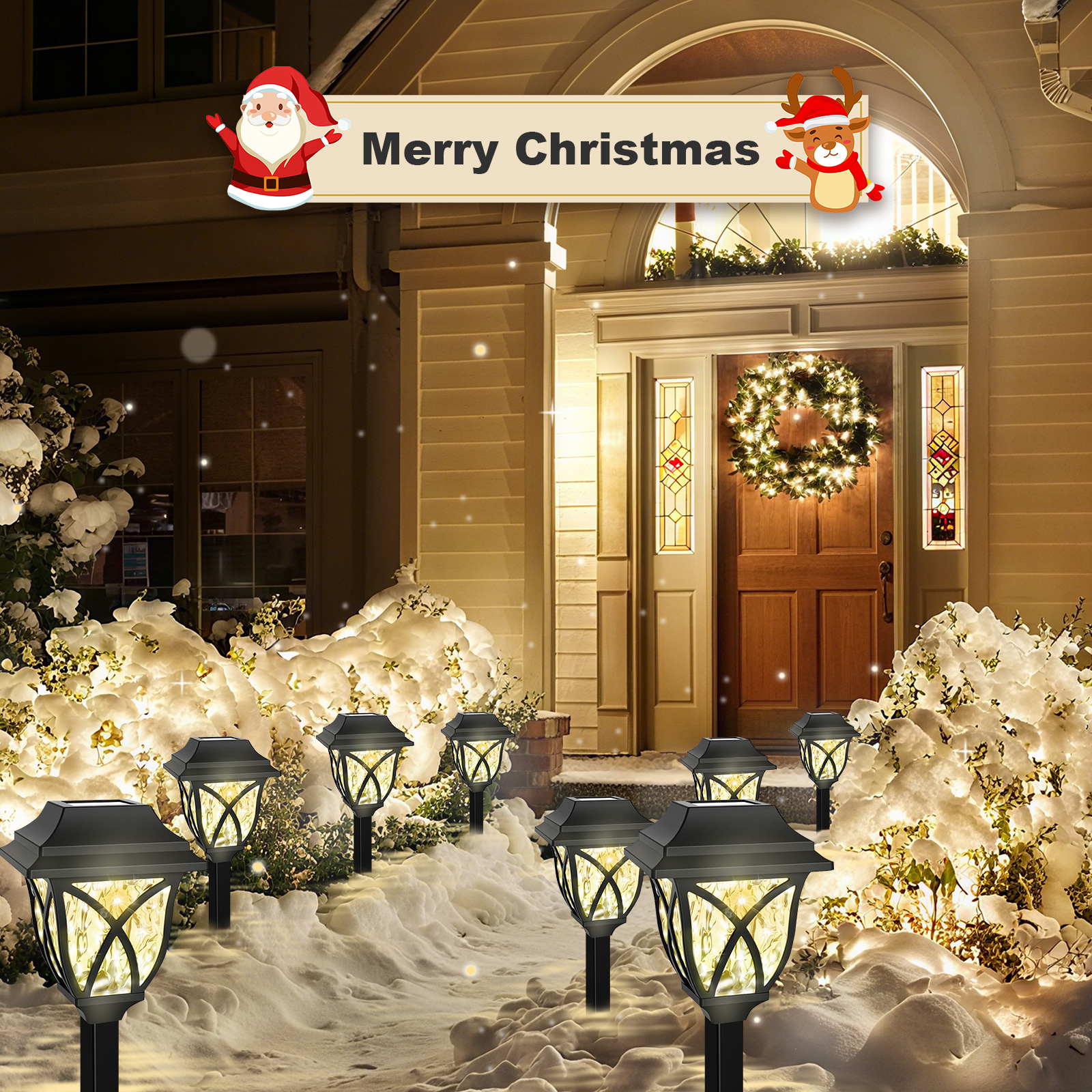 8 Pack Solar Lights Outdoor Waterproof for Garden Pathway Patio Yard Lawn Walkway Decorative Landscape Lighting, Warm White