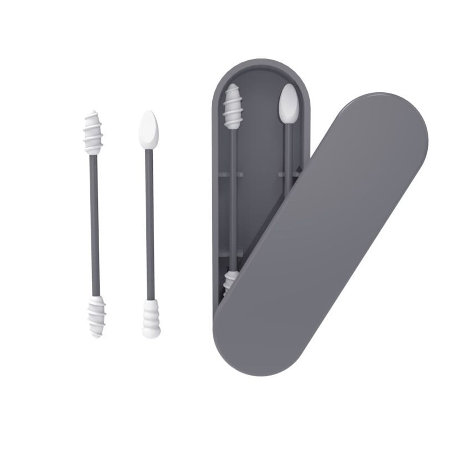 2Pcs Reusable Silicone Ear Swabs with Case Ear Cleaning Cosmetic Silicone Buds Swabs Sticks Double-headed For Cleaning Makeup