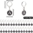 thumbnail image 2 of 1 Box 26Pcs Crochet Marker Charms Enamel Stitch Markers Bulk Silver Letter Black Metal A Z Alphabet Clasp Locking Knitting Charms, 2 of 6