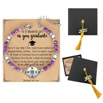 Kicpot Graduation Gifts for Her/Him 2025 Natural Stone Grad Bracelet Women/Men, Class of 2025 College High School Graduation Retirement Gifts