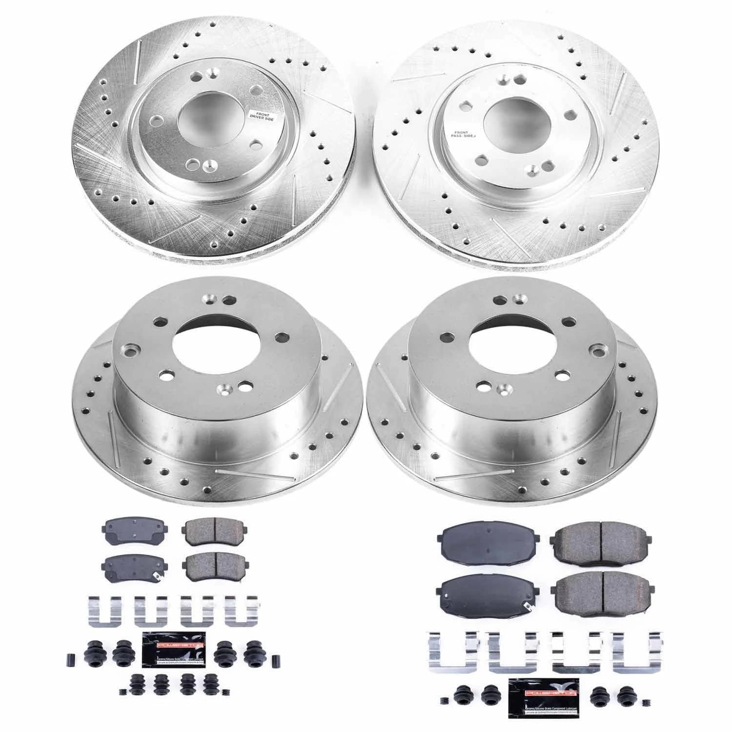 PowerStop Front and Rear Z23 Evolution Sport Carbon-Fiber Ceramic Brake Pad and Drilled & Slotted Rotor Kit Fits: KIA Select Models K5838
