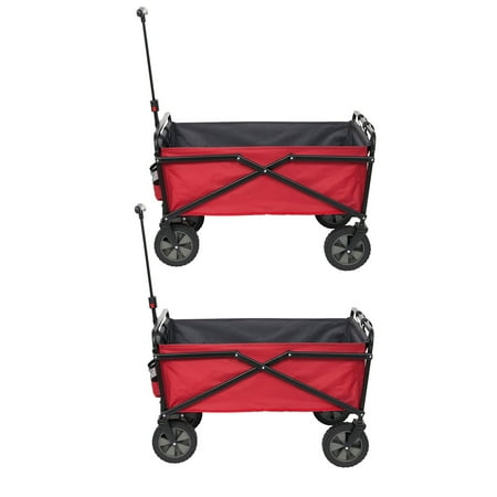 - Seina Collapsible Steel Frame Folding Utility Wagon Garden Cart, Red (2 Pack)