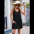 thumbnail image 4 of Vestido de Verano para Mujer, Sin Mangas, con Bolsillos, Informal, Corto, Corte A, Cuello Redondo. Negro XL, 4 of 8