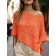 thumbnail image 1 of Top Tejido Calado Naranja, Cuello Barco, Estilo Verano Casual, 1 of 25