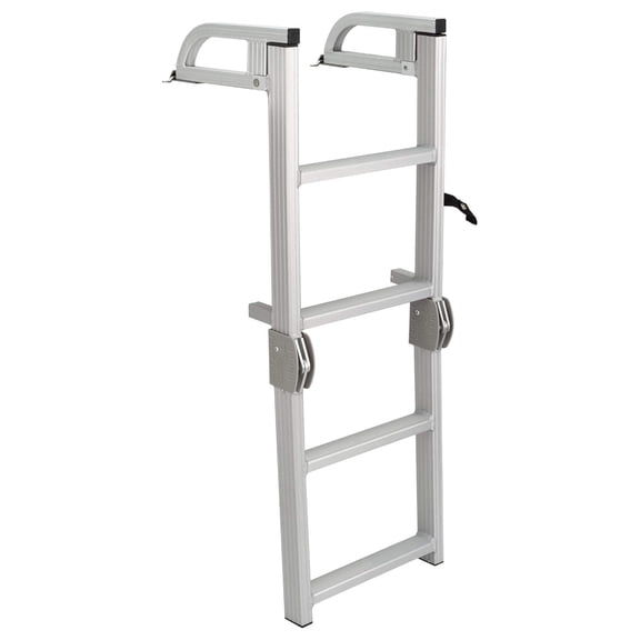 Marine Pontoon Boat 4 Step Folding Boarding Aluminum Ladder AL-C4
