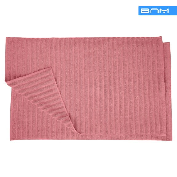 Lined 100% Combed Cotton Bath Mats Set for Bathroom 2 Piece, Rosewood
