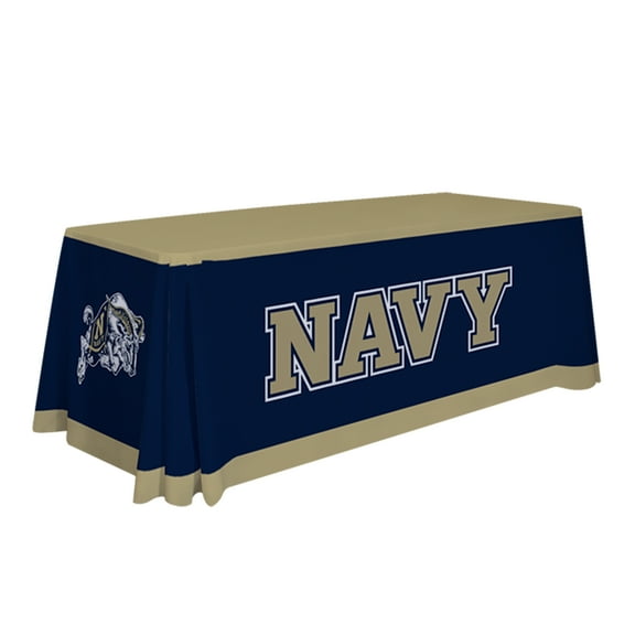 Navy Midshipmen 6' College Sports Printed Table Throw - NCAA Licensed - Polyester Draped - School Tablecloth (Gold, Navy Blue)