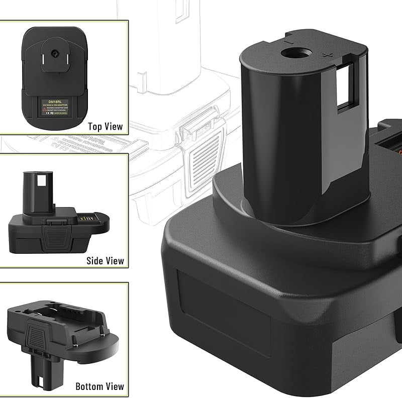 DM18RL Battery Adapter Converter with USB & Type-C Port for Use with Ryobi 18V Lithium Battery Tools, Converts De*Walt 20V Li-ion or Mil*Wau*kee 18V Li-ion Battery to Ryobi 18V Li-ion Battery