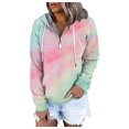 thumbnail image 3 of Women's Tie-dye Prints Hoodies and Sweatshirts Long Sleeve Casual Zipper Pullover Clothes with Pocket, 3 of 6