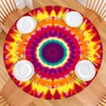 thumbnail image 2 of Colorful Rainbow Tie Dye Spiral Pattern Round Fitted Tablecloth with Elastic Edge,Dining Table Cover Waterproof,Outdoor Round Tablecloth for Camping,Dining,Indoor and Outdoor, 2 of 7
