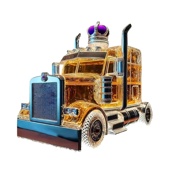 Semi Truck Whiskey Decanter Bottle, Funny Home Bar Decor and Truck Driver Gift for Dad