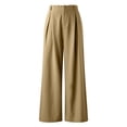 thumbnail image 4 of Lixiuxyad Women Drawstring Pants Women High Waist Casual Wide Leg Long Palazzo Pants Trousers Regular Size Yellow, 4 of 5