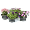 thumbnail image 4 of Gardenised 4-Piece Round Half Barrel Flower Pots Rustic Farmhouse Style Faux Wood Planter Containers for Indoor & Outdoor Use Perfect for Displaying Decorative Garden Florals Herbs & Succulents, 4 of 12